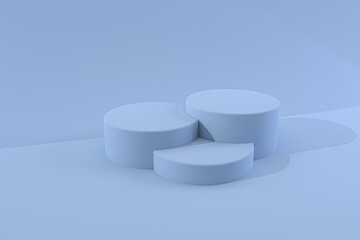 3d rendering podium in abstract blue background . 3d illustration