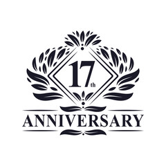 17 years Anniversary Logo, Luxury floral 17th anniversary logo.