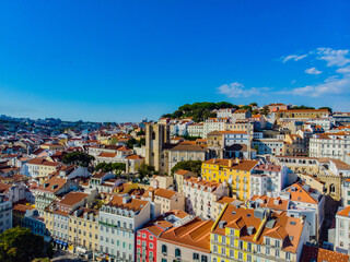 Fototapeta na wymiar Aerial view of the old town of Lisbon Portugal