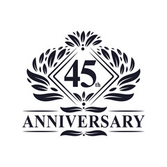 45 years Anniversary Logo, Luxury floral 45th anniversary logo.