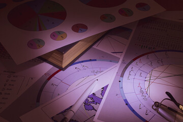 The workplace of a modern astrologer, the mysterious atmosphere of a predictor of a foggy future....