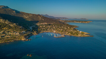 Aerial View at the Bay with Boats in Corsica