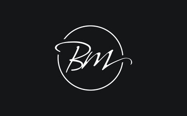 bm or mb Cursive Letter Initial Logo Design, Vector Template