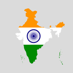 Vector illustration of India flag map. Vector map..