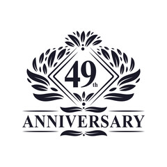 49 years Anniversary Logo, Luxury floral 49th anniversary logo.