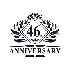 46 years Anniversary Logo, Luxury floral 46th anniversary logo.