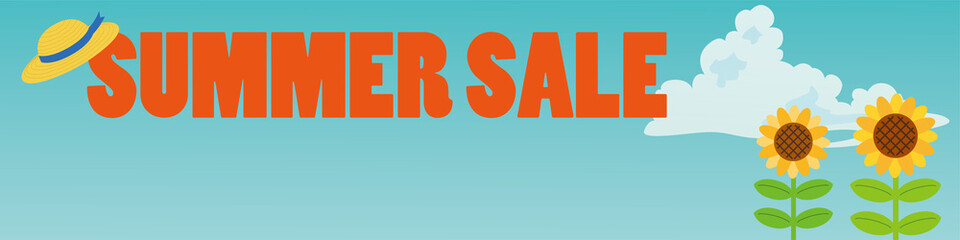 ヒマワリのイラスト　夏のセールバナー