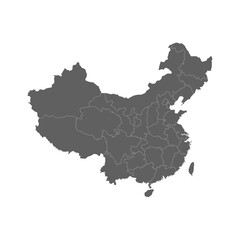 Vector illustration of grey China map. Vector map.