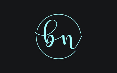 bn or nb Cursive Letter Initial Logo Design, Vector Template