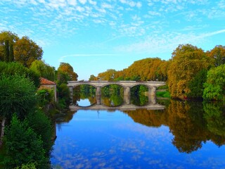 Europe, France, New Aquitaine, Charente, Village of Confolens, La Vienne river
