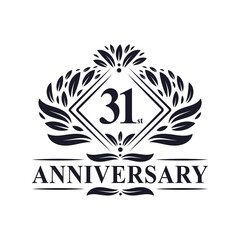 31 years Anniversary Logo, Luxury floral 31st anniversary logo.