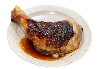 Baked chicken dish with honey and herbs.