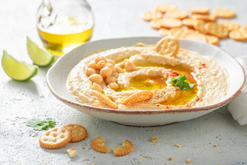 Delicious hummus as a healthy and tasty snack