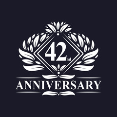 42 years Anniversary Logo, Luxury floral 42nd anniversary logo.