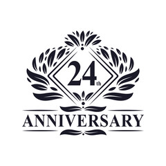 24 years Anniversary Logo, Luxury floral 24th anniversary logo.