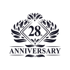 28 years Anniversary Logo, Luxury floral 28th anniversary logo.