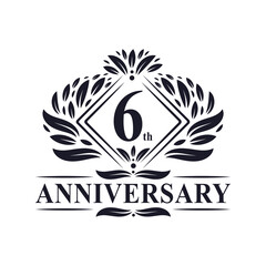 6 years Anniversary Logo, Luxury floral 6th anniversary logo.