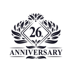 26 years Anniversary Logo, Luxury floral 26th anniversary logo.
