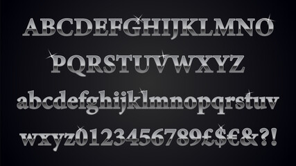 Chrome alphabet vector font