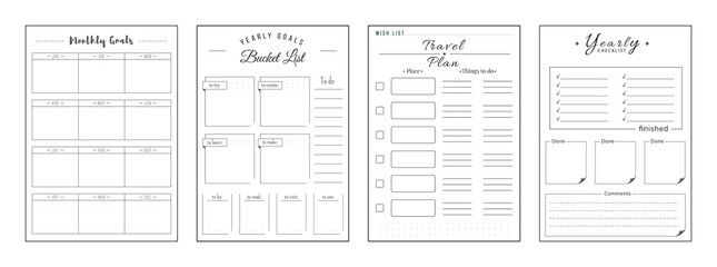 Priorities and wishes minimalist planner page set