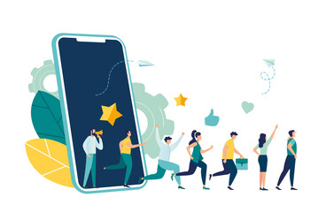 Vector illustration, referral marketing concept, friends loyalty program, promotion method