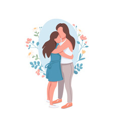 Mother and daughter flat concept vector illustration