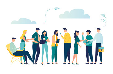 Vector colorful illustration of communication via the Internet, social networking,chat, video,news,messages,web site, search friends, mobile web graphics