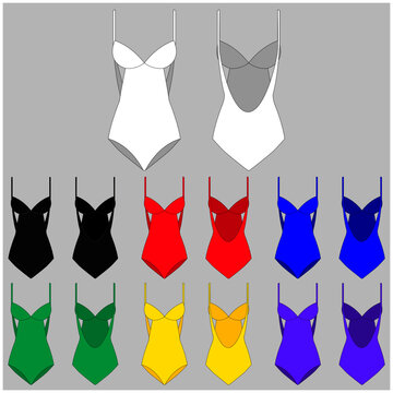 Isolated women or ladies sleeveless one piece swimsuit with scoop neck and open back. Female swimwear or girl sportswear for swimming at ocean or sea, pool apparel.