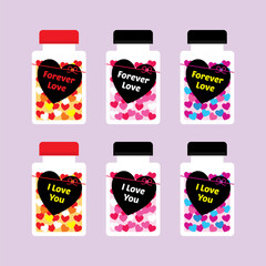 valentine greeting card with candy bottle vector