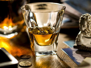 Dram of whisky on the table