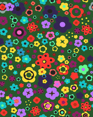 Seamless colourful floral vintage style pattern design