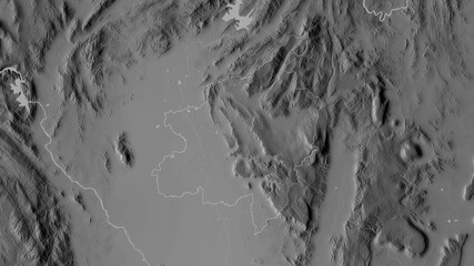 Phitsanulok, Thailand - outlined. Grayscale