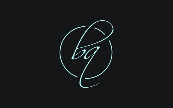 bq or qb Cursive Letter Initial Logo Design, Vector Template