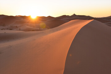 Fototapeta na wymiar Sahara desert dunes at sunset