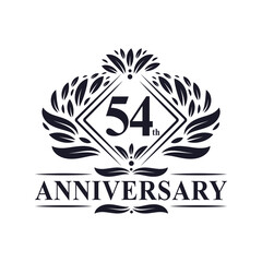 54 years Anniversary Logo, Luxury floral 54th anniversary logo.