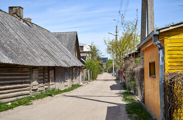 Fototapeta na wymiar Old wooden houses in the village