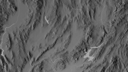 Phrae, Thailand - outlined. Grayscale