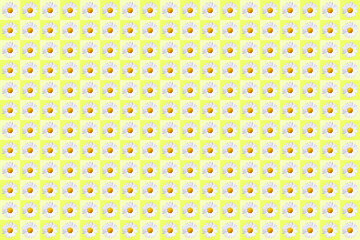 pattern with plenty daisy blossoms on yellow colored background