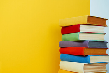 Stack of different old books Getting knowledges concept