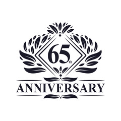 65 years Anniversary Logo, Luxury floral 65th anniversary logo.