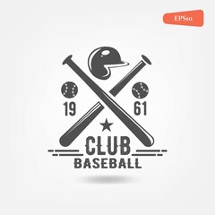 Set of vintage baseball labels and badges,  game of softball bat