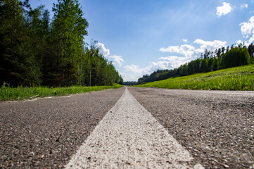 Highway with asphalt highway without cars