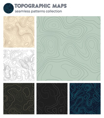 Topographic maps. Attractive isoline patterns, seamless design. Vibrant tileable background. Vector illustration.