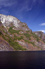 Sognefjord, Norway, Scandinavia. View from the board of Flam - Bergen ferry.