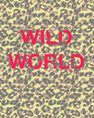 Animal skin background, seamless leopard pattern. slogan print design.