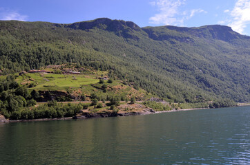 Sognefjord, Norway, Scandinavia. View from the board of Flam - Bergen ferry.