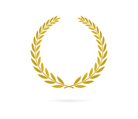 Vector illustration of golden laurel wreath on light background.