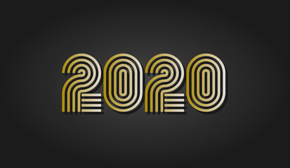 2020 New Year with gold numbers on a black background.