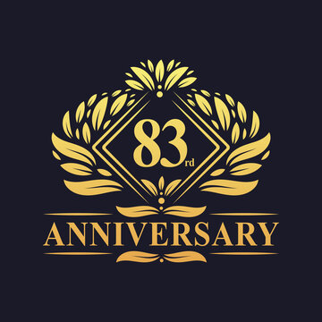 83 years Anniversary Logo, Luxury floral golden 83rd anniversary logo.