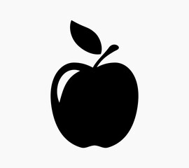 Apples icon with black leaves on a gray background.  Vector illustration.
